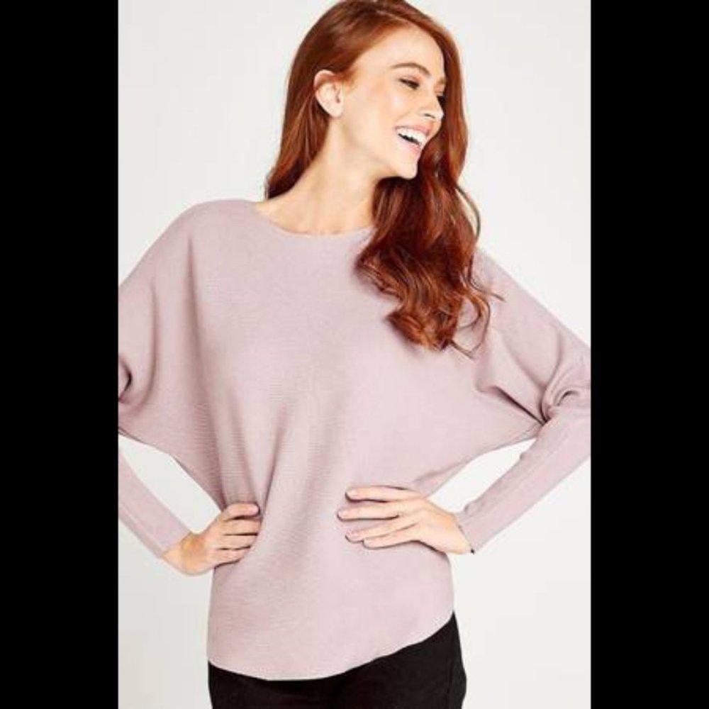 Apricot Pink Fine Knit Batwing Sweater NWT